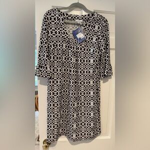 Jude Connally Brown and White Lattice Dress